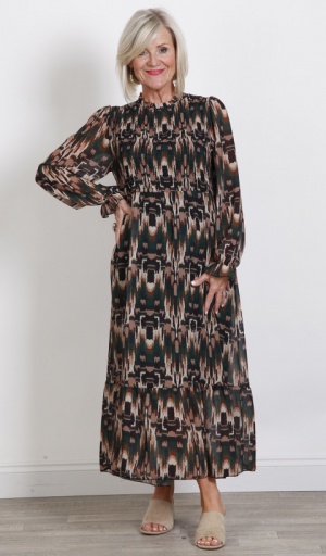 Goose Island Rouched Block Print Dress